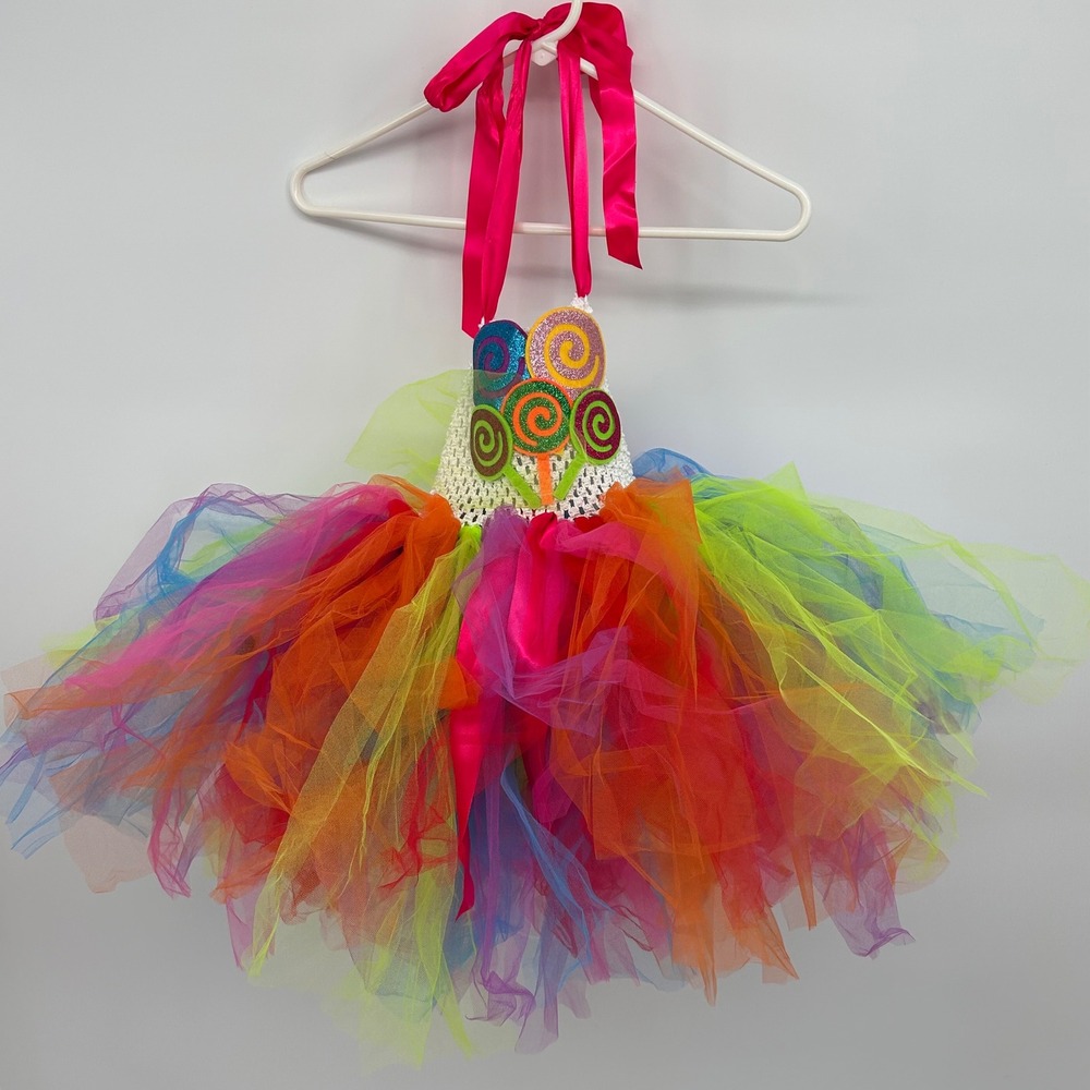 Girls Rainbow Lollipop Tutu Dress Kids Birthday Party Costume‎ Outfit 6Y